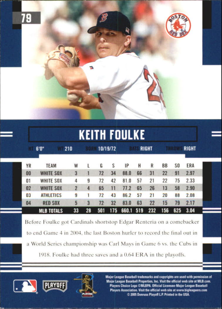 2005 Playoff Prestige #79 Keith Foulke back image