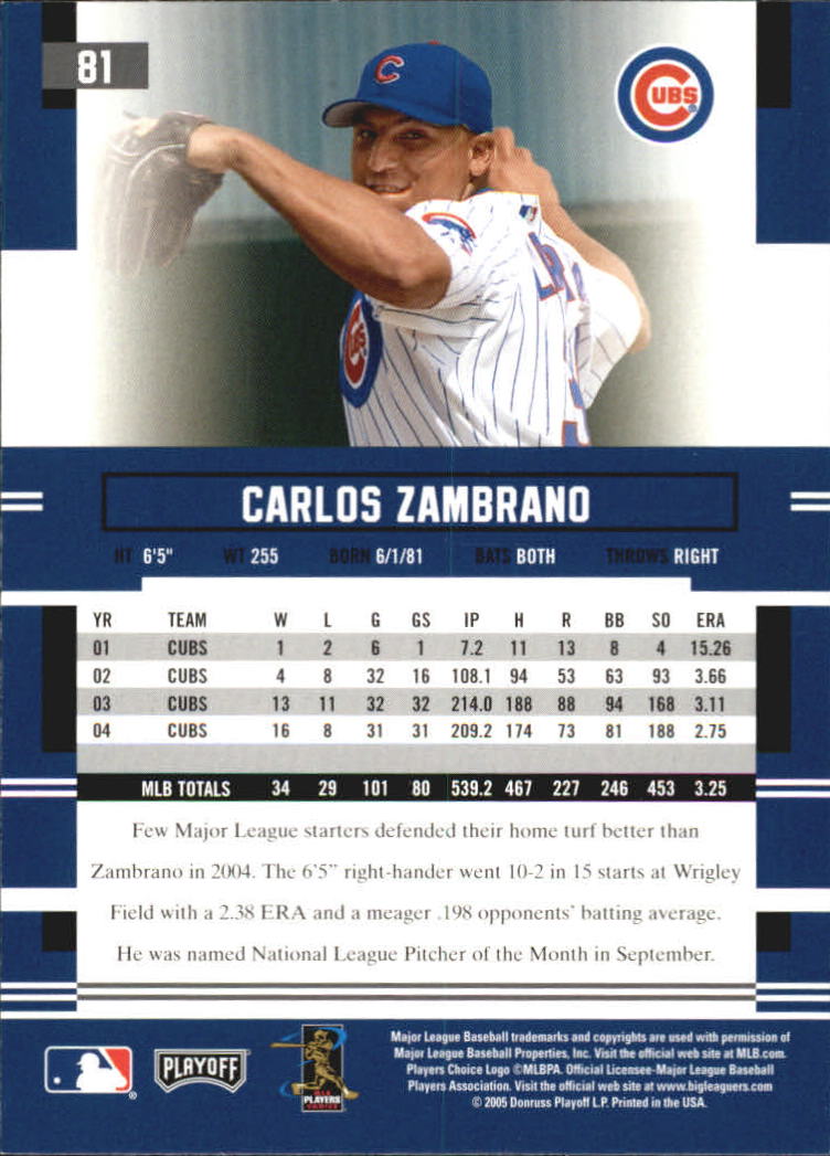 2005 Playoff Prestige #81 Carlos Zambrano back image