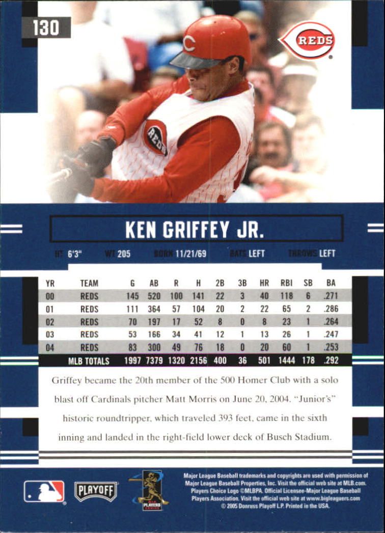 2005 Playoff Prestige #130 Ken Griffey Jr. back image
