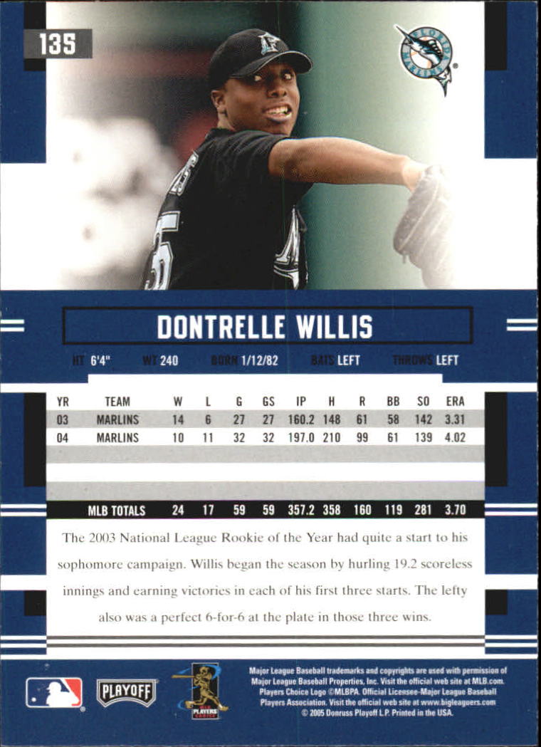2005 Playoff Prestige #135 Dontrelle Willis back image