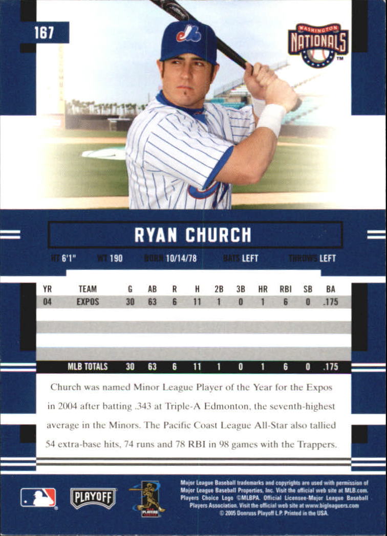 2005 Playoff Prestige #167 Ryan Church back image