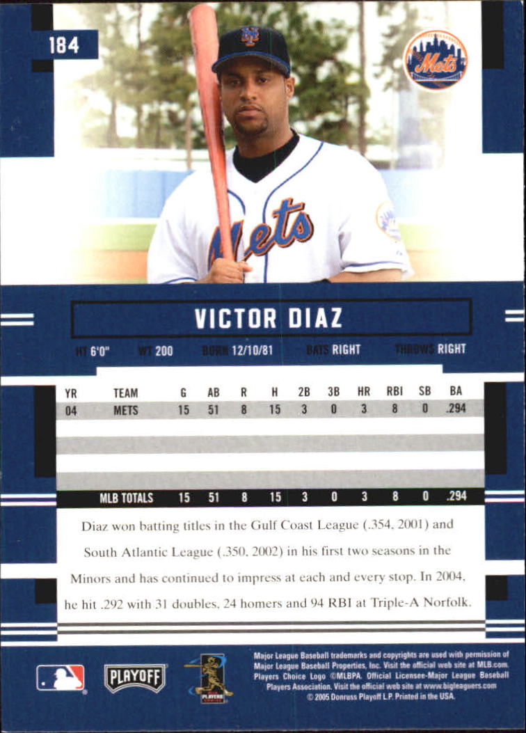 2005 Playoff Prestige #184 Victor Diaz back image
