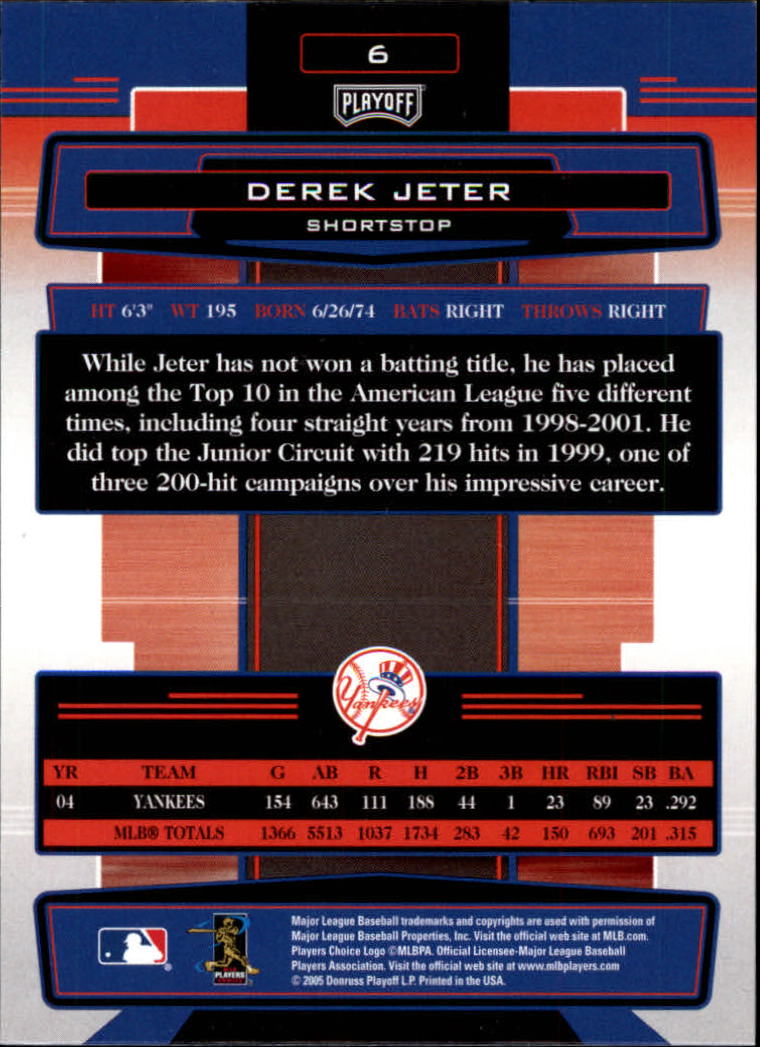 2005 Absolute Memorabilia #6 Derek Jeter back image