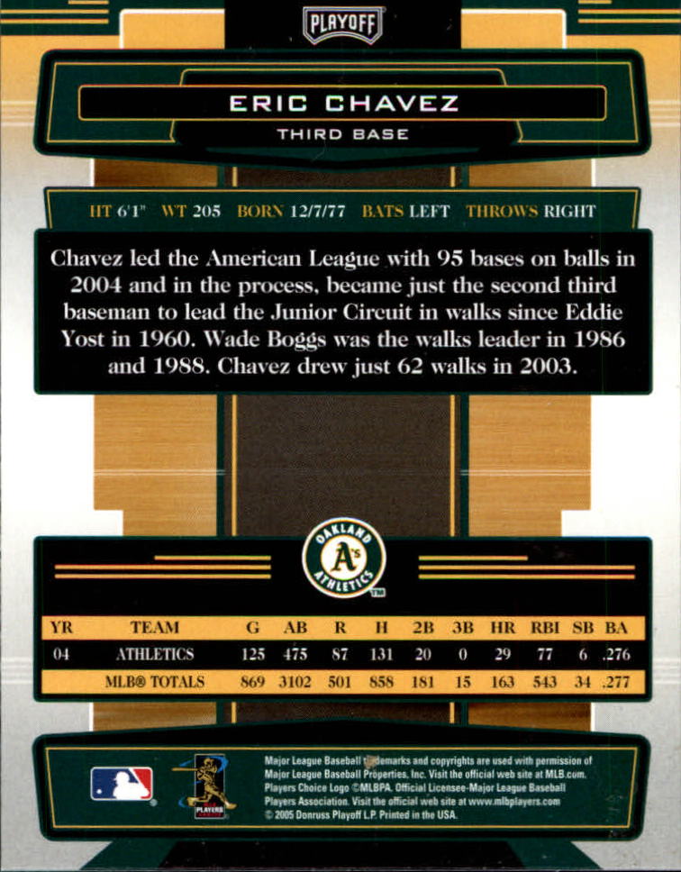 2005 Absolute Memorabilia #7 Eric Chavez back image