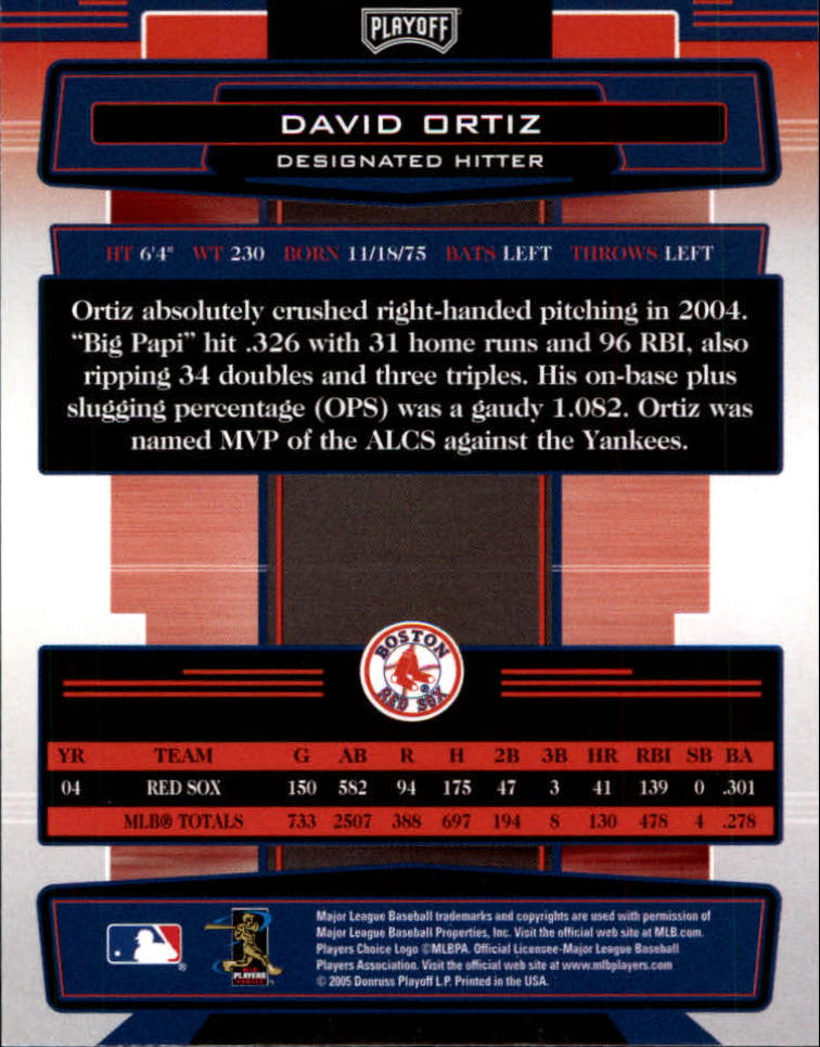 2005 Absolute Memorabilia #27 David Ortiz back image