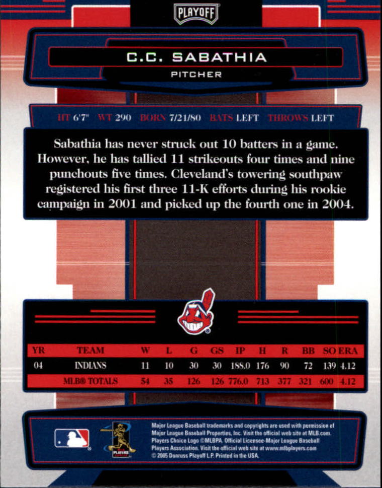 2005 Absolute Memorabilia #37 C.C. Sabathia back image