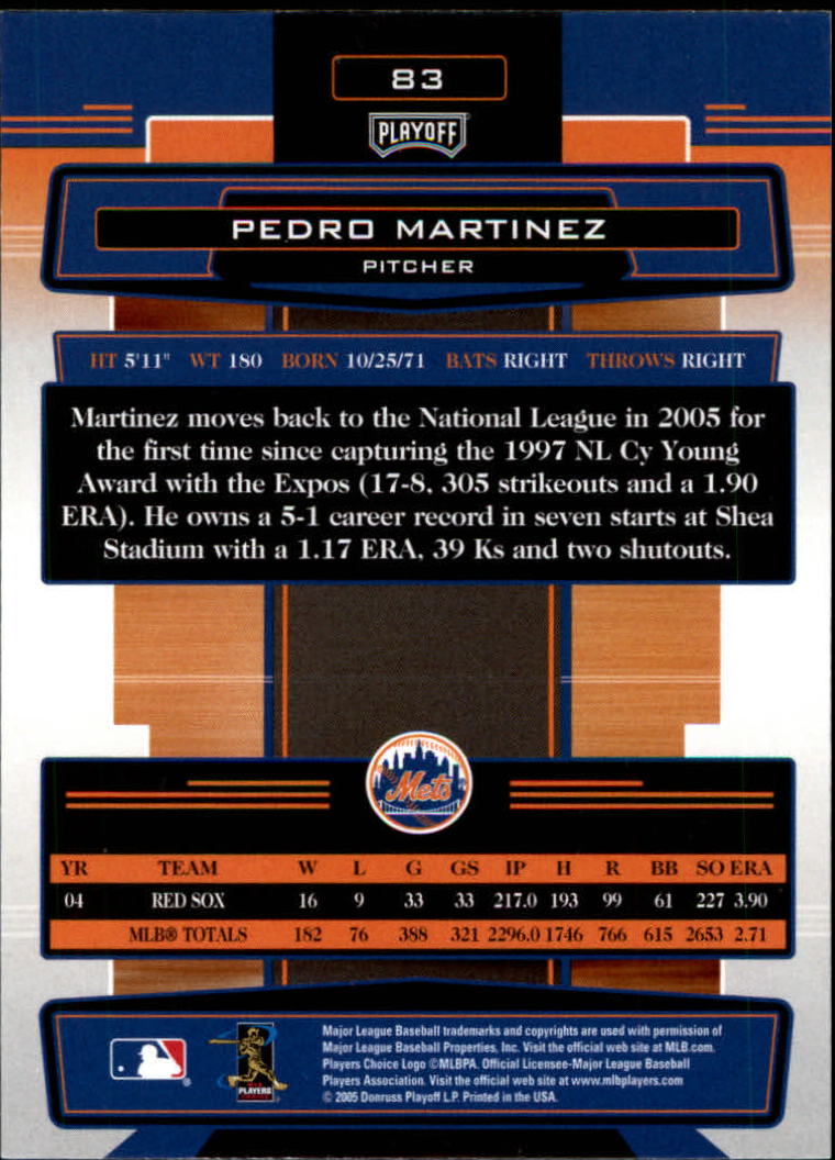2005 Absolute Memorabilia #83 Pedro Martinez back image