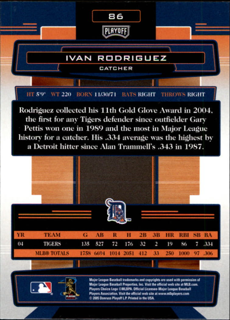 2005 Absolute Memorabilia #86 Ivan Rodriguez back image