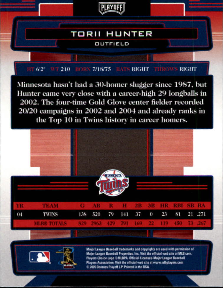 2005 Absolute Memorabilia #88 Torii Hunter back image