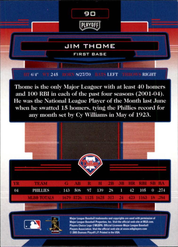 2005 Absolute Memorabilia #90 Jim Thome back image
