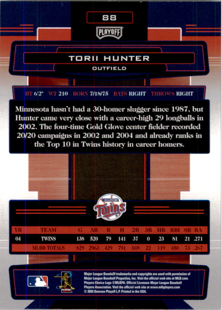 2005 Absolute Memorabilia Blue #88 Torii Hunter back image