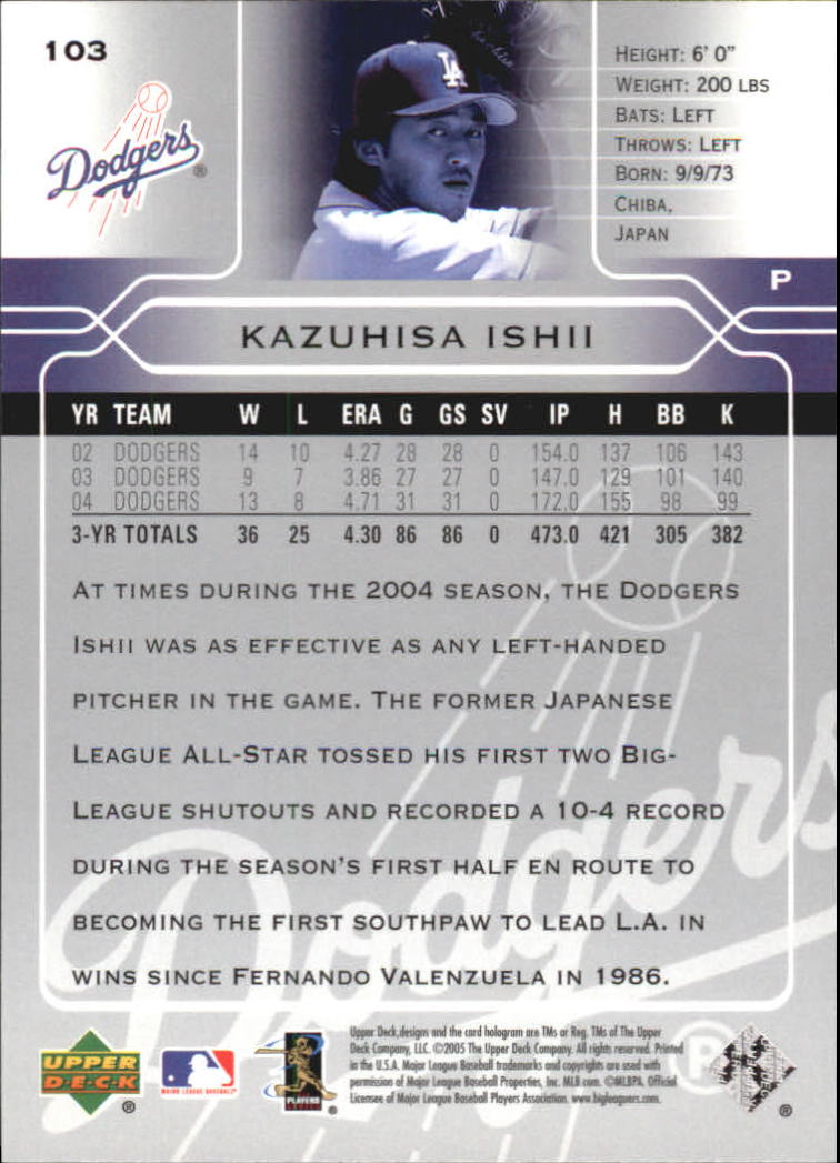 2005 Upper Deck #103 Kazuhisa Ishii back image