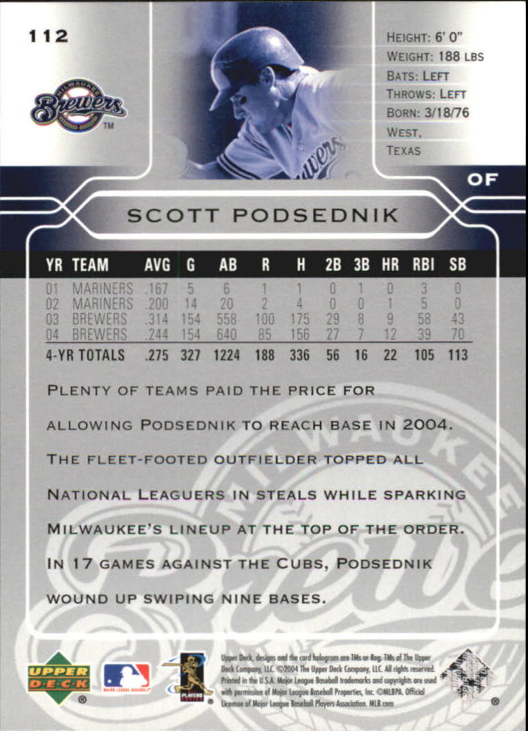 2005 Upper Deck #112 Scott Podsednik back image
