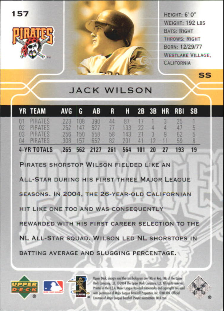 2005 Upper Deck #157 Jack Wilson back image