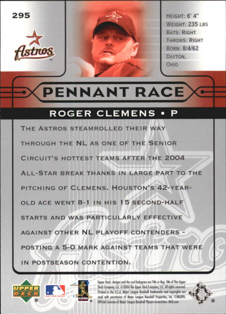2005 Upper Deck #295 Roger Clemens PR back image