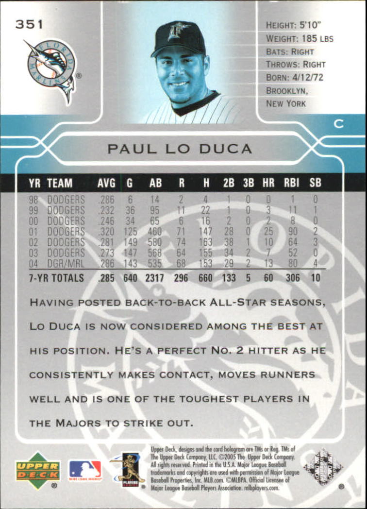 2005 Upper Deck #351 Paul Lo Duca back image
