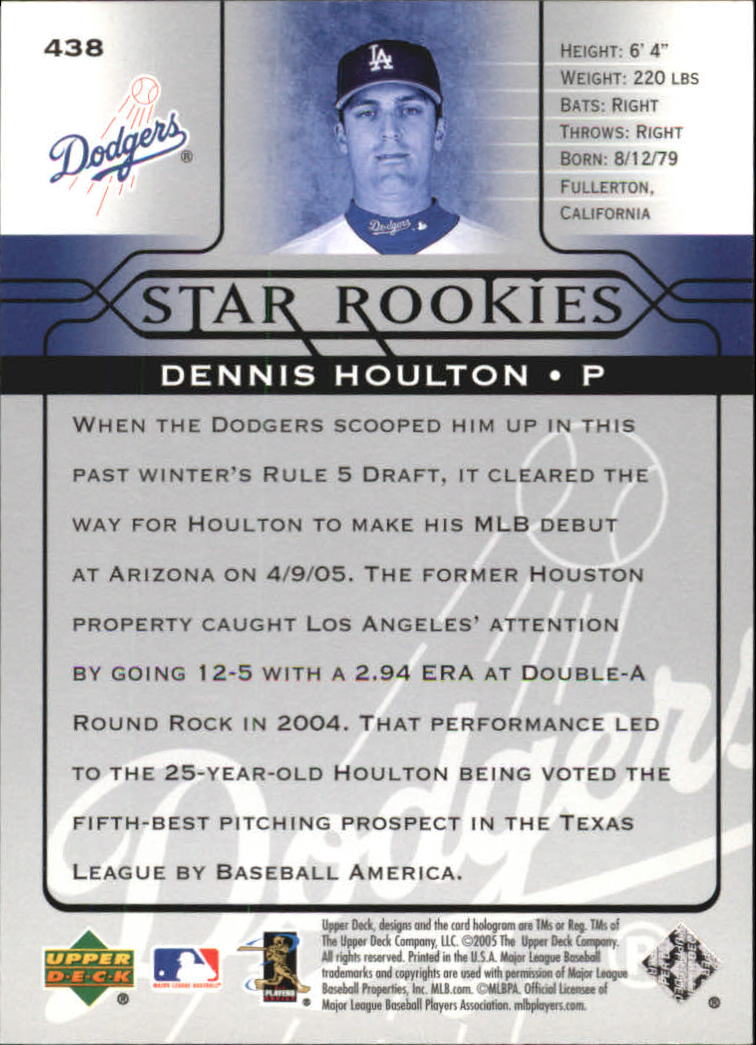 2005 Upper Deck #438 Dennis Houlton SR RC back image