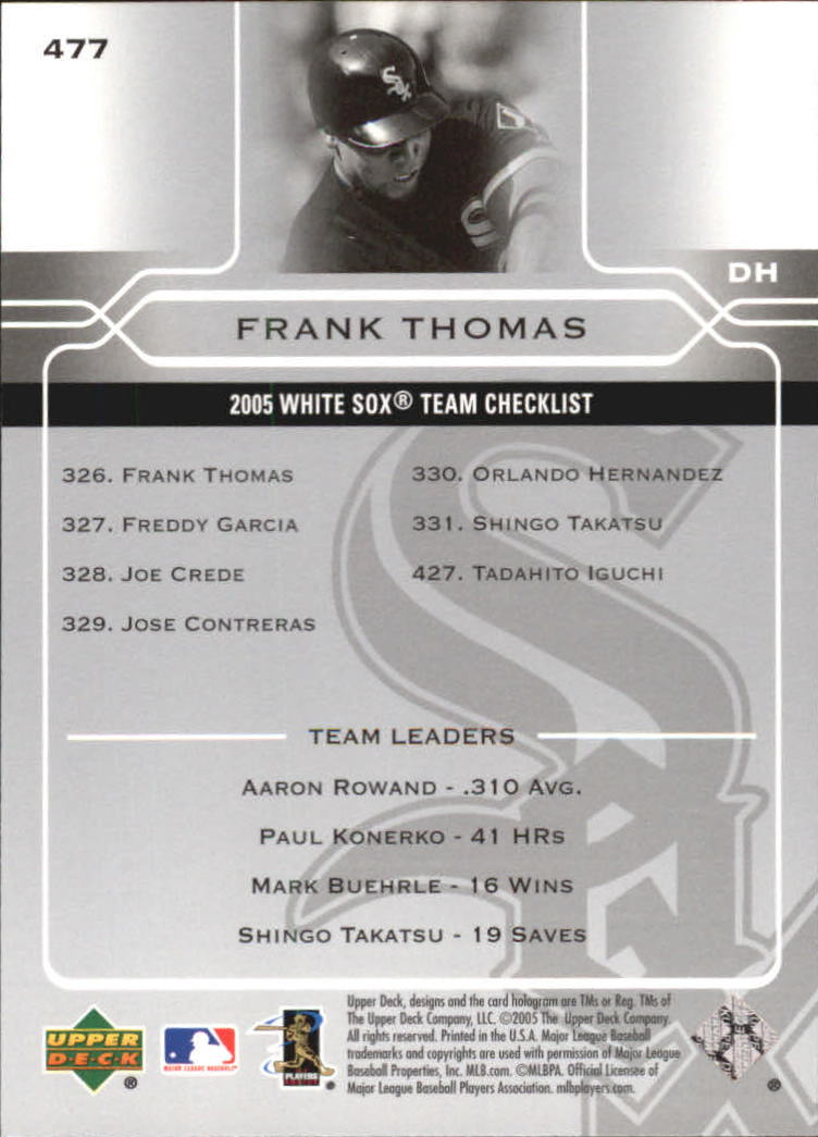 2005 Upper Deck #477 Frank Thomas TC back image