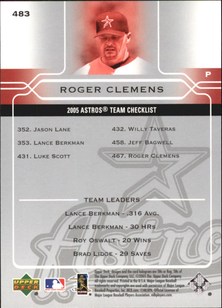 2005 Upper Deck #483 Roger Clemens TC back image