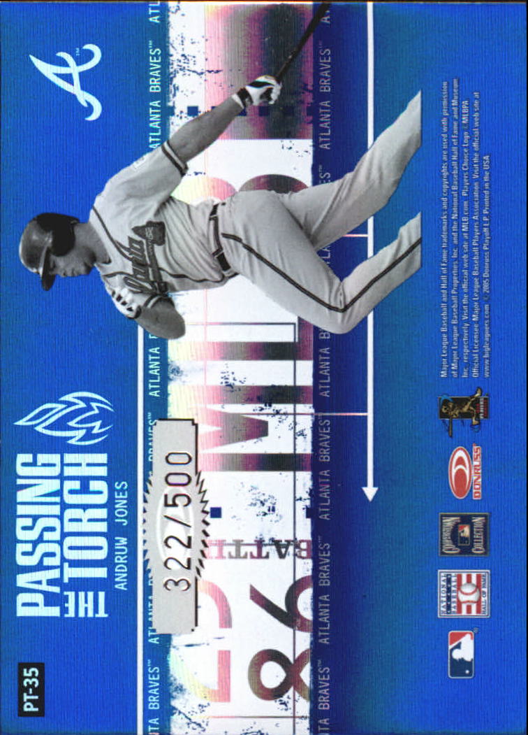 2005 Donruss Elite Passing the Torch #35 W.Mays/A.Jones back image
