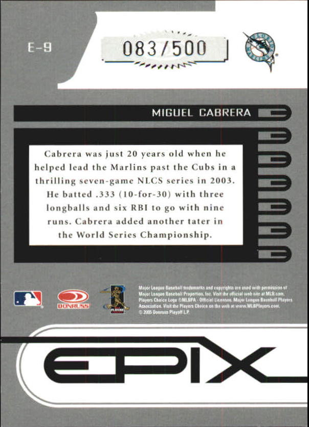 Carte inserite Zenith Baseball "Epix" 2005 - Foto 3 di 37