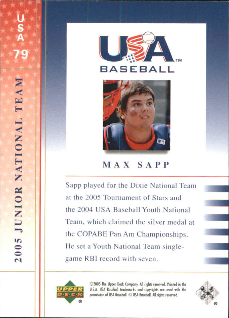 2005-06 USA Baseball Junior National Team #79 Max Sapp back image