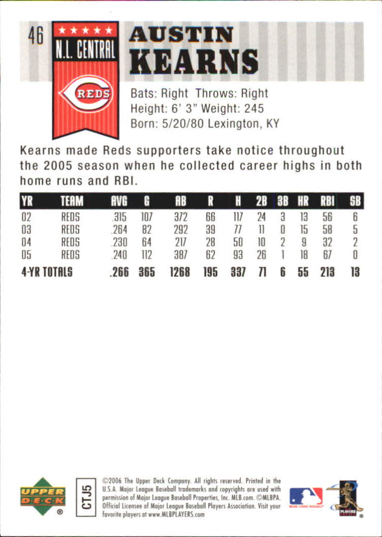 2006 Upper Deck First Pitch #46 Austin Kearns back image