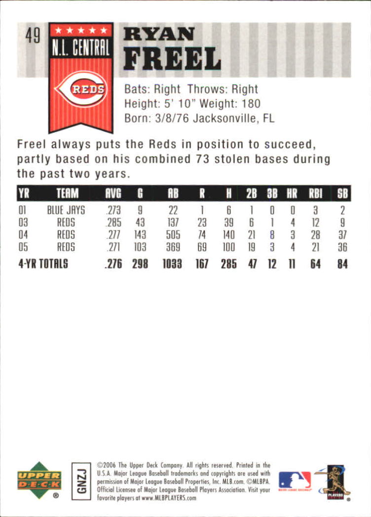 2006 Upper Deck First Pitch #49 Ryan Freel back image