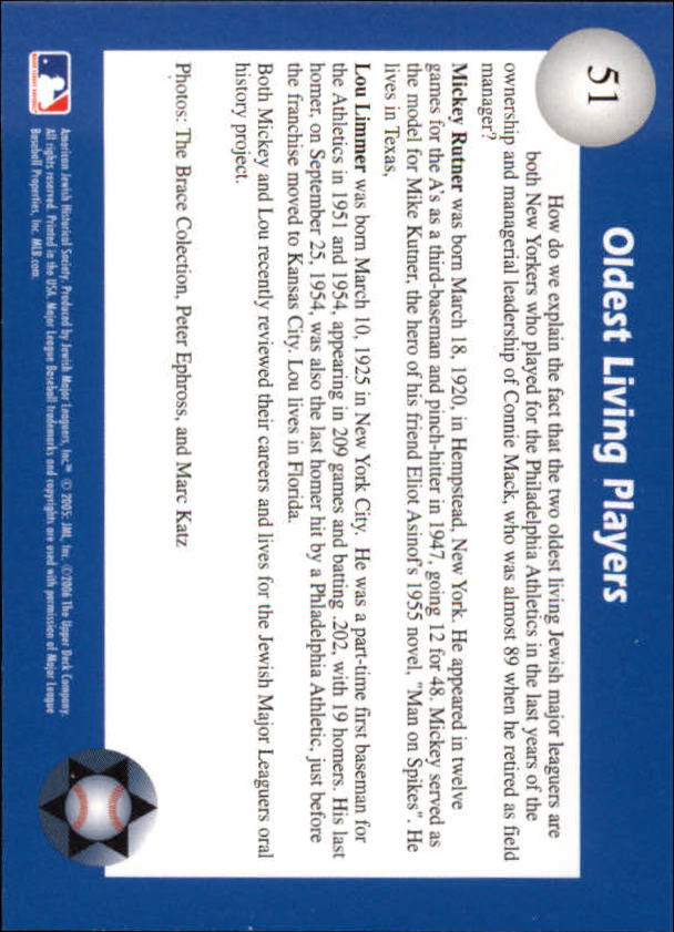 B6660- 2006 Jewish Major Leaguers Update BB #s 1-55 -You Pick- 15+ FREE US SHIP - Picture 93 of 103