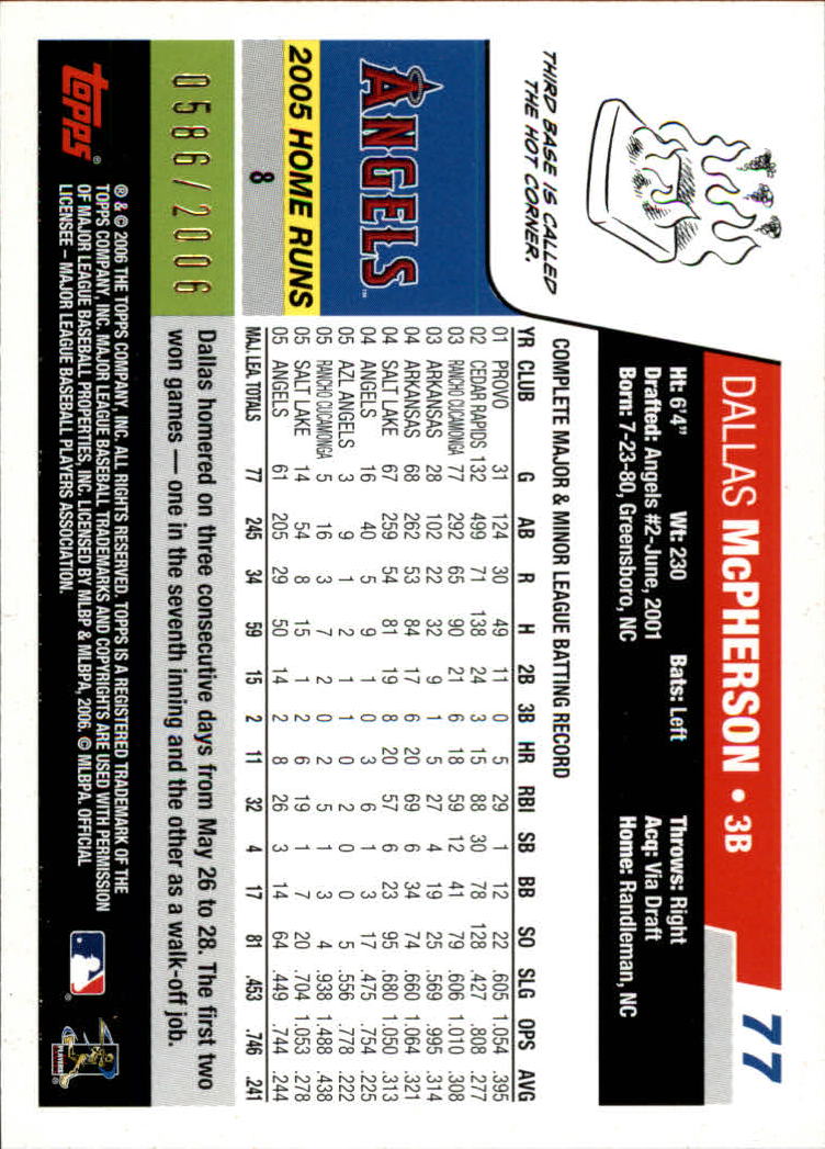 2006 Topps #77 Dallas McPherson NM-MT Angels