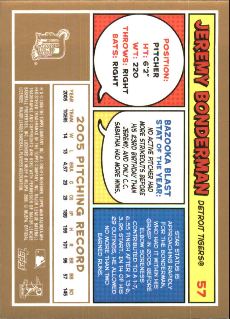 2006 Bazooka Gold Chunks #57 Jeremy Bonderman back image