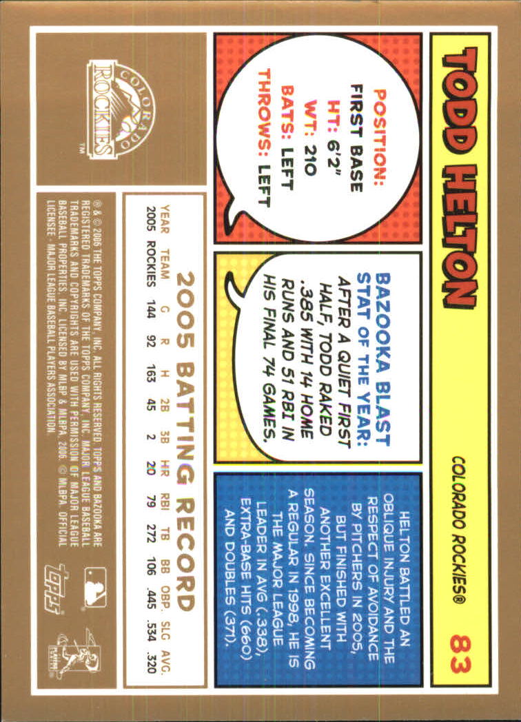 2006 Bazooka Gold Chunks #83 Todd Helton back image