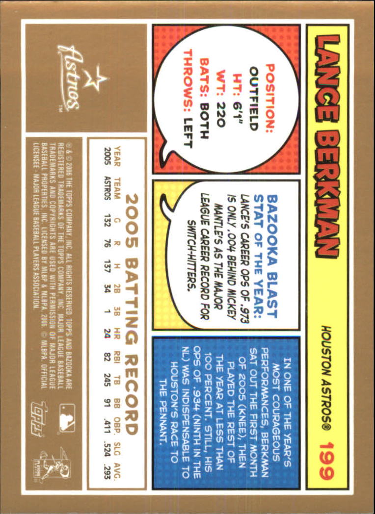 2006 Bazooka Gold Chunks #199 Lance Berkman back image