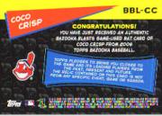 2006 Bazooka Blasts Bat Relics #CC Coco Crisp B back image