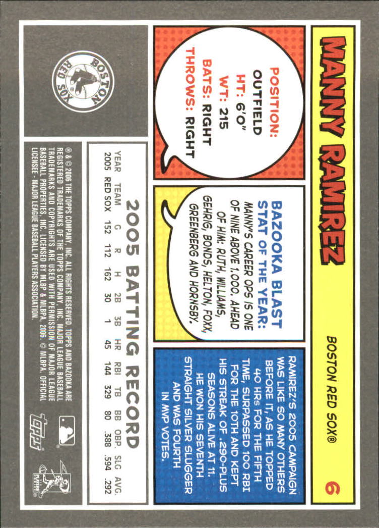 2006 Bazooka #6 Manny Ramirez back image