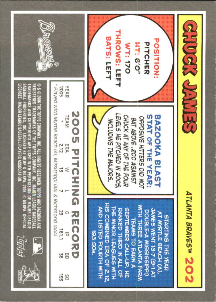 2006 Bazooka #202 Chuck James (RC) back image