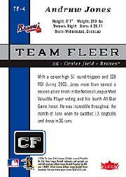2006 Fleer Team Fleer #TF4 Andruw Jones back image