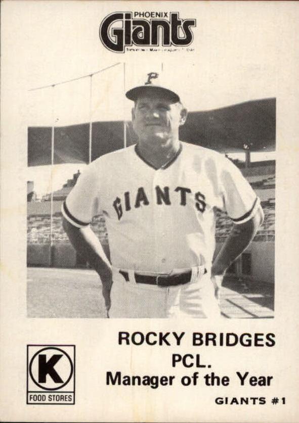 1975 Phoenix Giants Circle K #1 Rocky Bridges MG