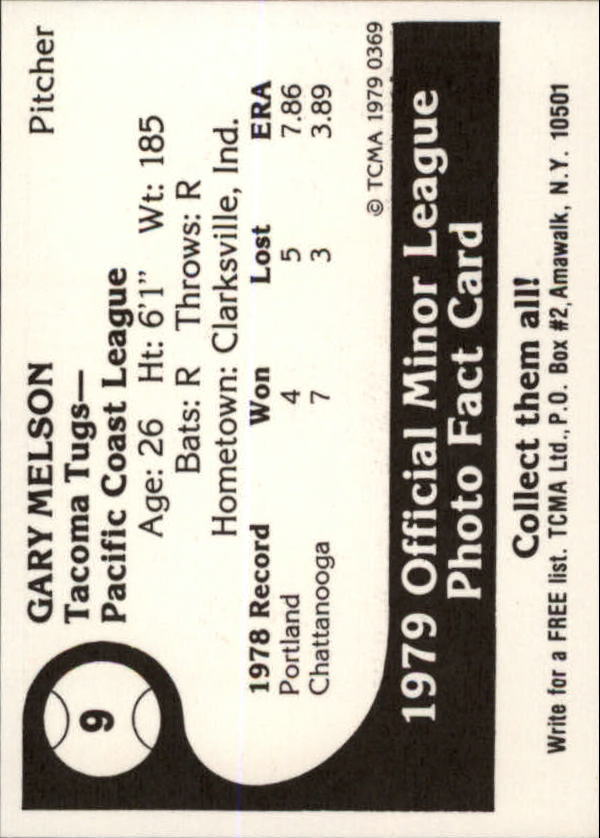 1979 Tacoma Tugs TCMA #9 Gary Melson back image