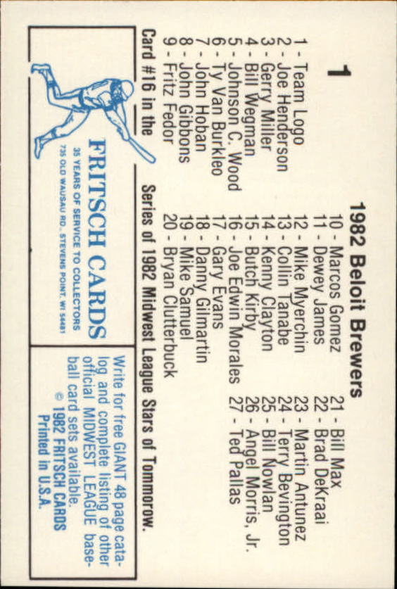 B6545- 1982 Fritsch Minor League Baseball Cards1 -You Pick- 15+ FREE US SHIP - Picture 3 of 59