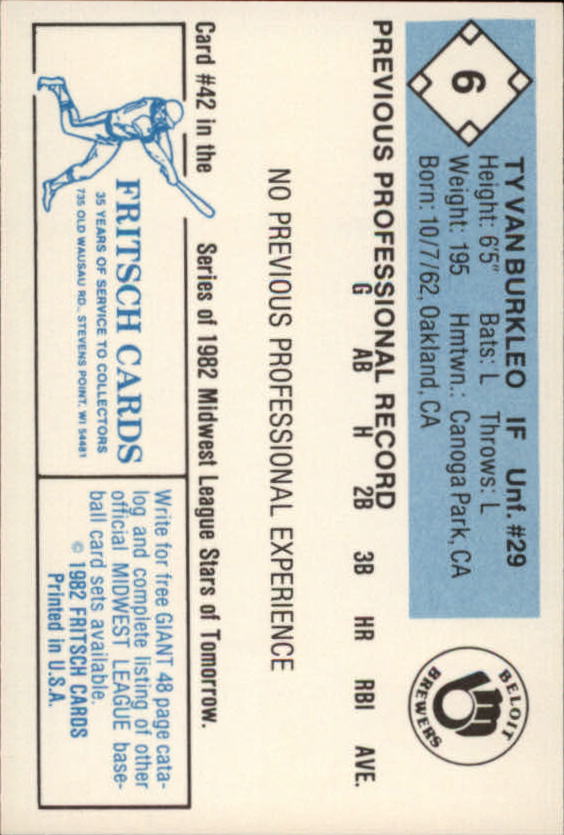 B6545- 1982 Fritsch Minor League Baseball Cards1 -You Pick- 15+ FREE US SHIP - Picture 13 of 59