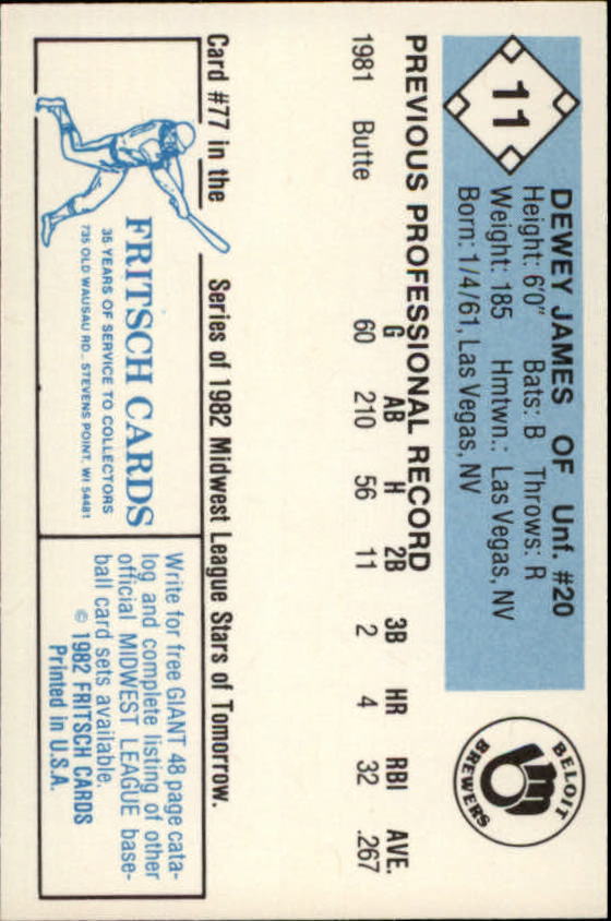 B6545- 1982 Fritsch Minor League Baseball Cards1 -You Pick- 15+ FREE US SHIP - Picture 23 of 59