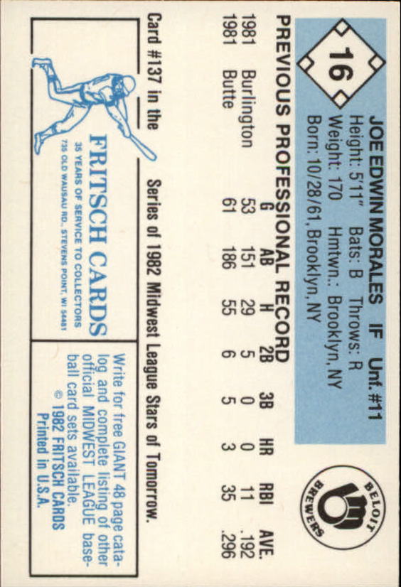 B6545- 1982 Fritsch Minor League Baseball Cards1 -You Pick- 15+ FREE US SHIP - Picture 33 of 59