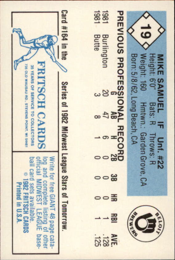 B6545- 1982 Fritsch Minor League Baseball Cards1 -You Pick- 15+ FREE US SHIP - Picture 39 of 59