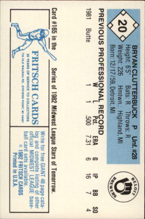 B6545- 1982 Fritsch Minor League Baseball Cards1 -You Pick- 15+ FREE US SHIP - Picture 41 of 59