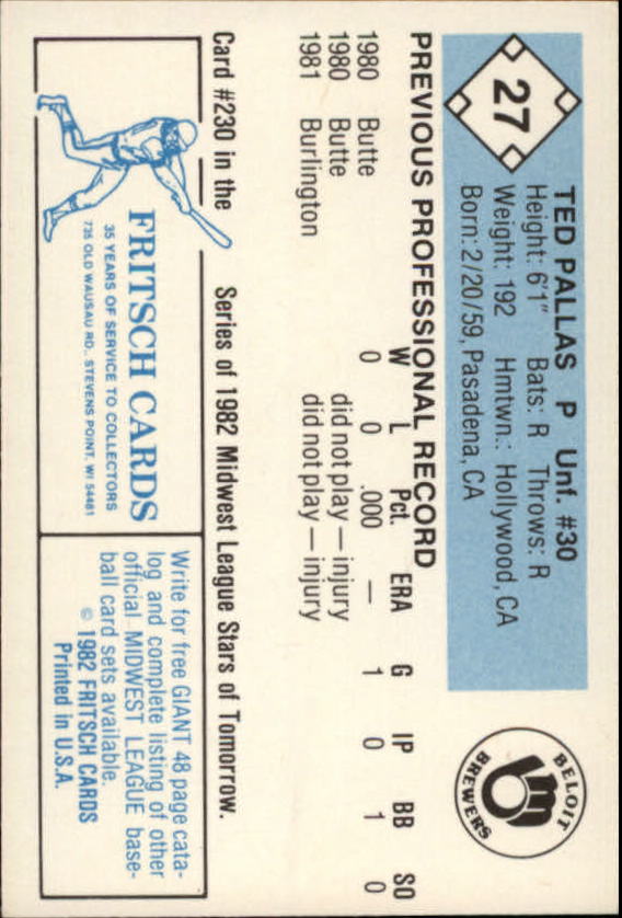 B6545- 1982 Fritsch Minor League Baseball Cards1 -You Pick- 15+ FREE US SHIP - Picture 55 of 59