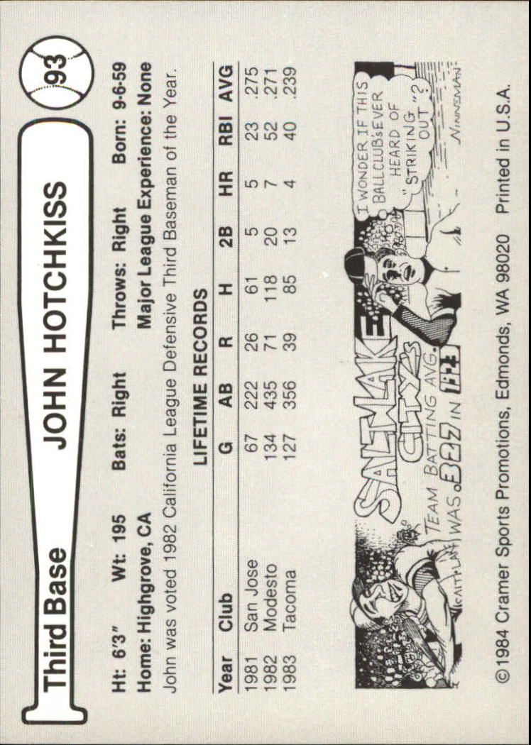 Tarjeta de béisbol Cramer Tacoma Tigers 1984 de ligas menores - elige tu tarjeta - Imagen 43 de 51