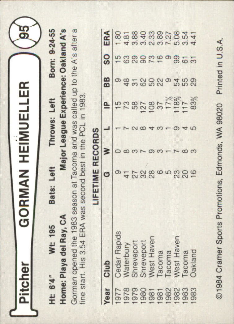 Tarjeta de béisbol Cramer Tacoma Tigers 1984 de ligas menores - elige tu tarjeta - Imagen 47 de 51