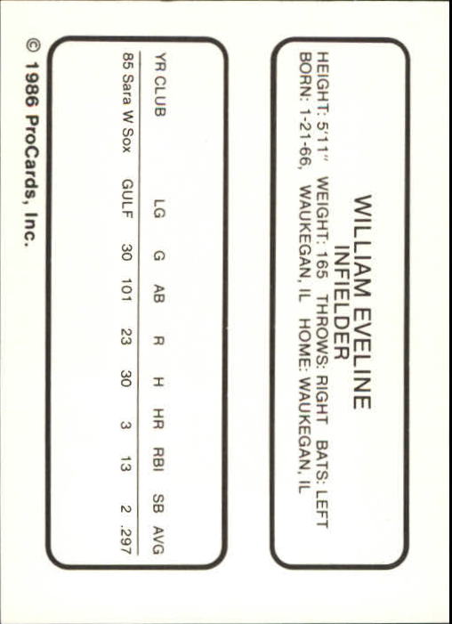 1986 Appleton Foxes ProCards #7 William Eveline back image
