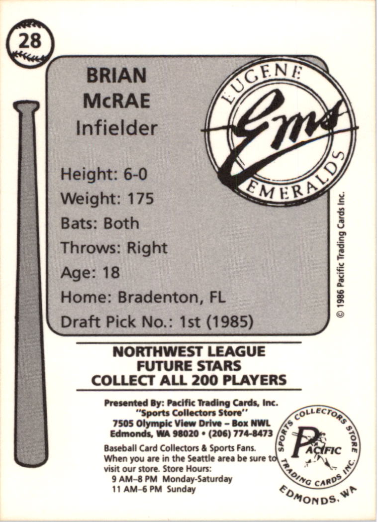 Tarjeta de béisbol Cramer Eugene Emeralds 1986 de ligas menores - elige tu tarjeta - Imagen 7 de 51